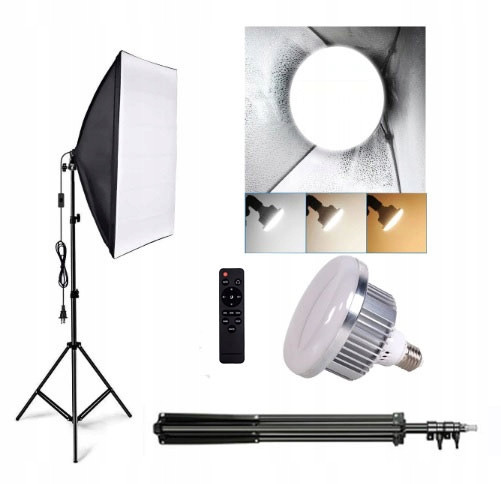 Led Lampa 200W E27 Softbox Stativ Dálkové Ovládání 3000-6500K