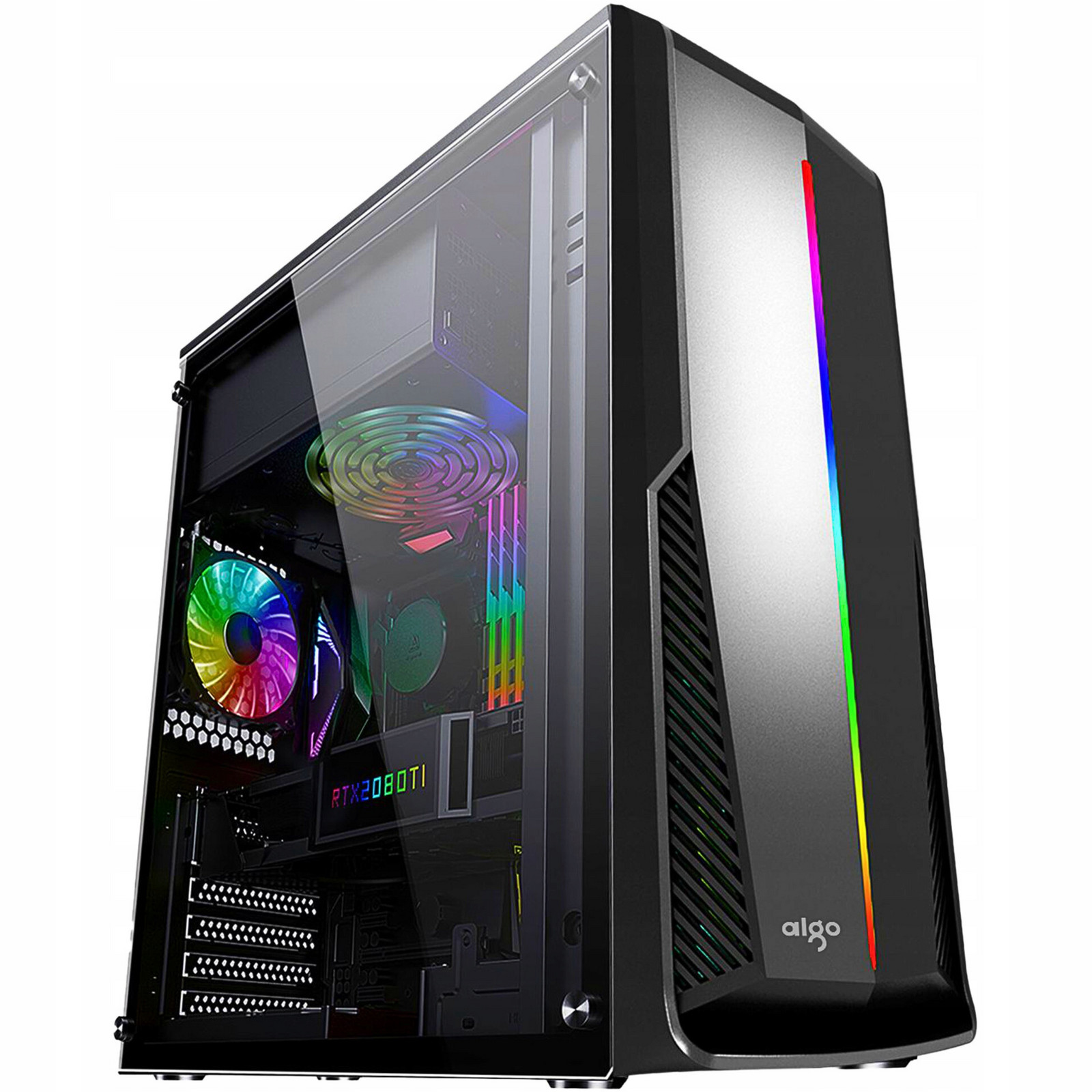 Darkflash Aigo Rainbow 6 Počítačová Skříň Atx MIDI Tower Led Rgb Černá