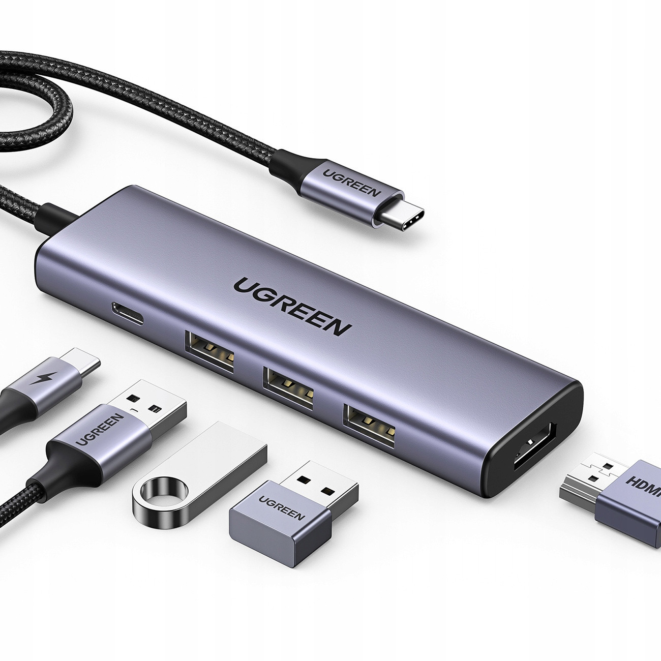 Ugreen Adapter Hub 5v1 Usb-c Usb-c Pd Hdmi 3x Usb-a 3.0