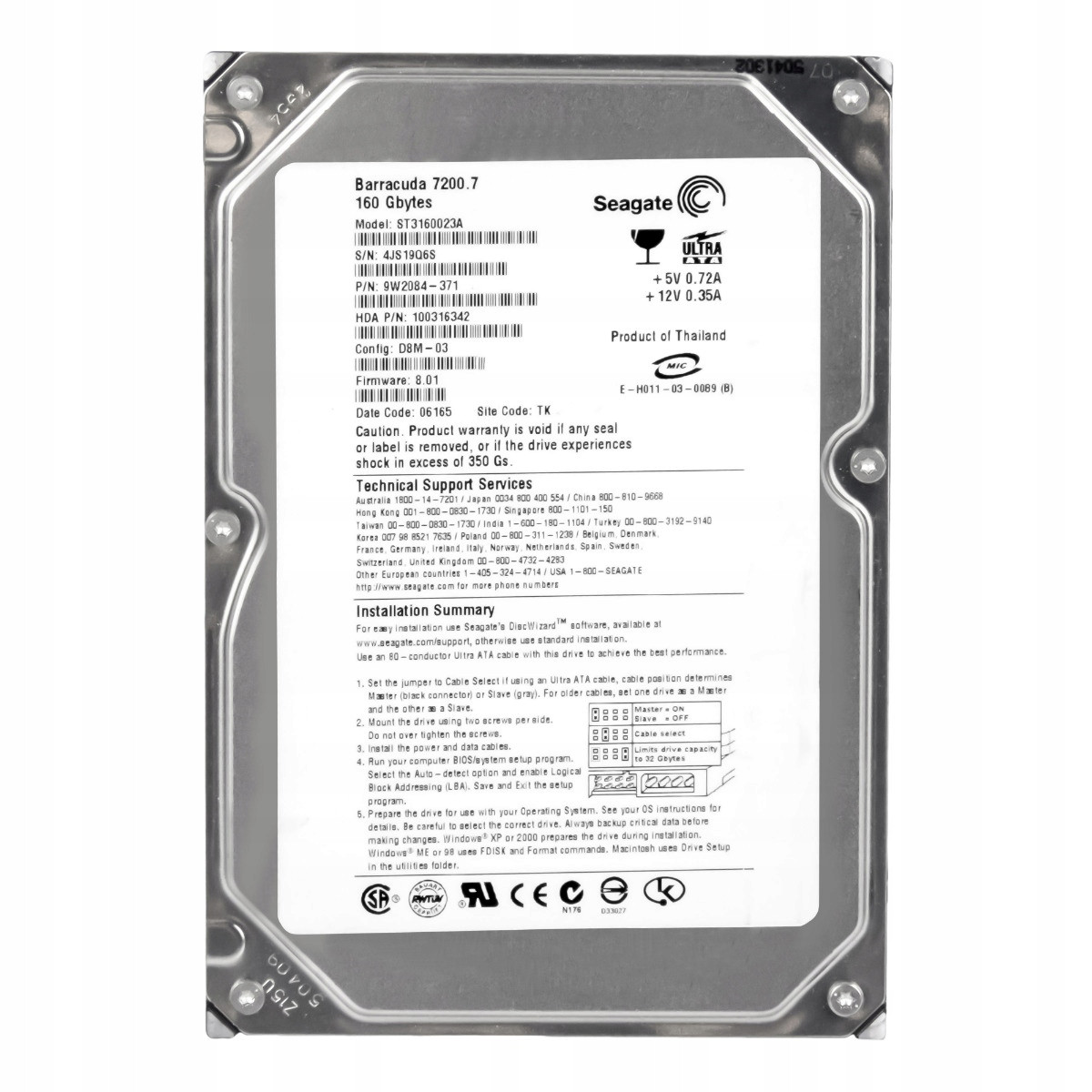 Seagate Barracuda 160GB 7.2K 8MB Ata 3.5'' ST3160023A