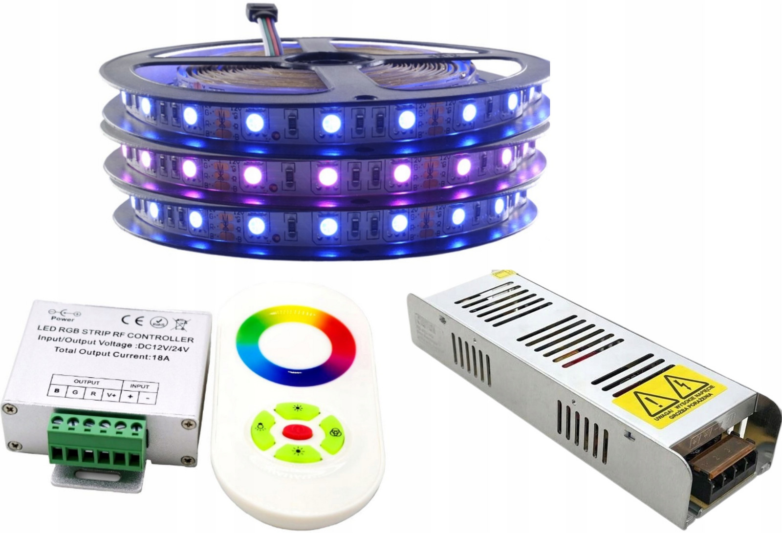 Set Led pásek 300 Smd Rgb 5050 ovladač 15m