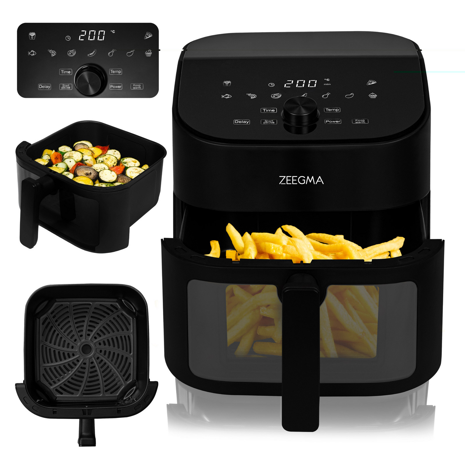Fritéza Bez Tuku 6,5 L Černá 10 programů Air Fryer XL s oknem