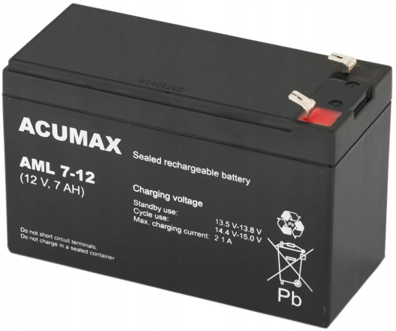 Akumulátor Baterie Agm Vrla Acumax Aml 12 V 7 Ah AML7 AML7-12 AML7AH T2 F2