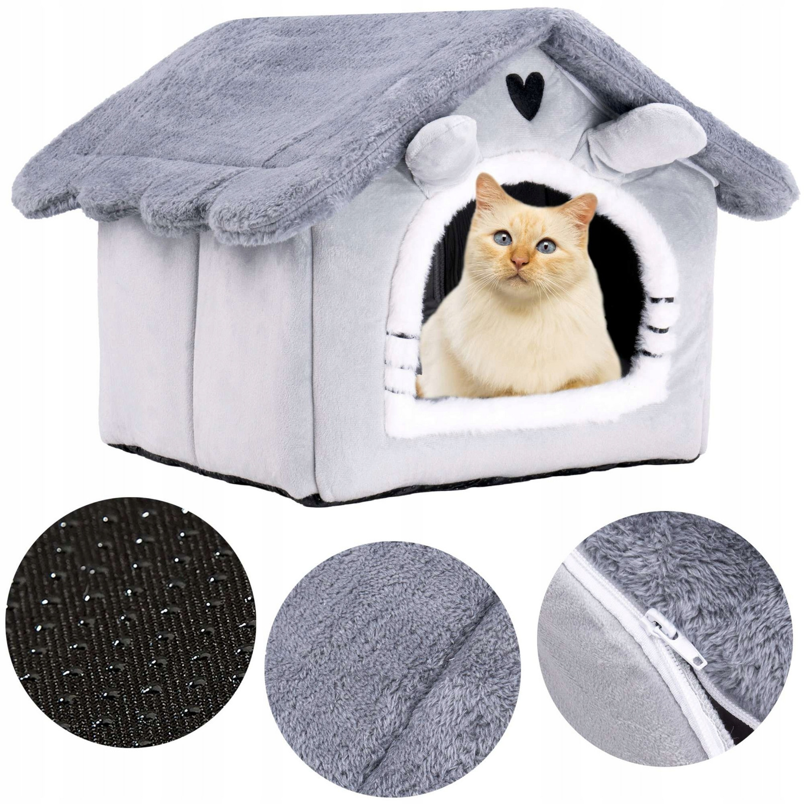 Plyšový domeček pro kočky Jasper šedý