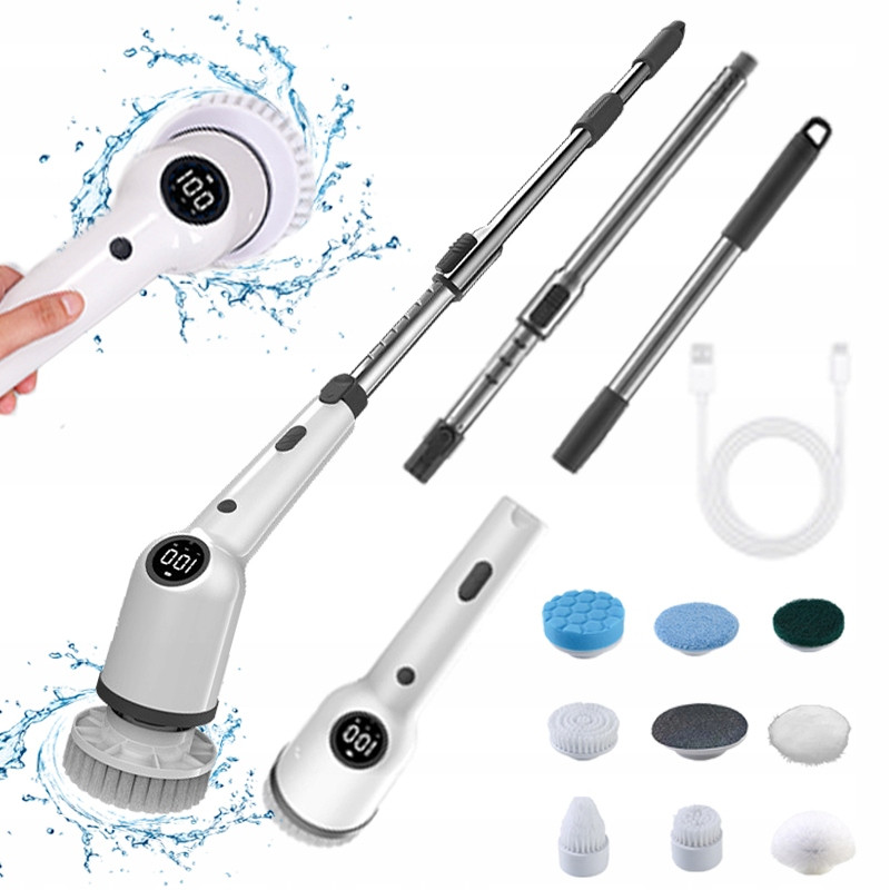 Elektrický Rotační Kartáč Spin Scrubber Mop Sada 9 V 1