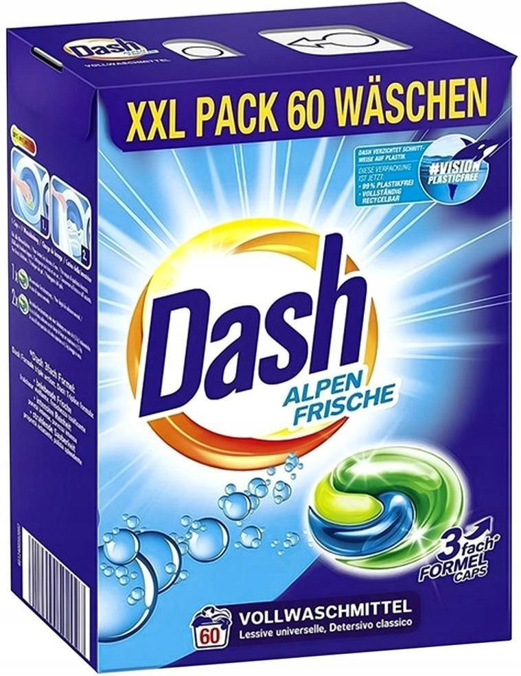 Dash Alpen Frische Caps 60 kusů německé kapsle na bílé prádlo