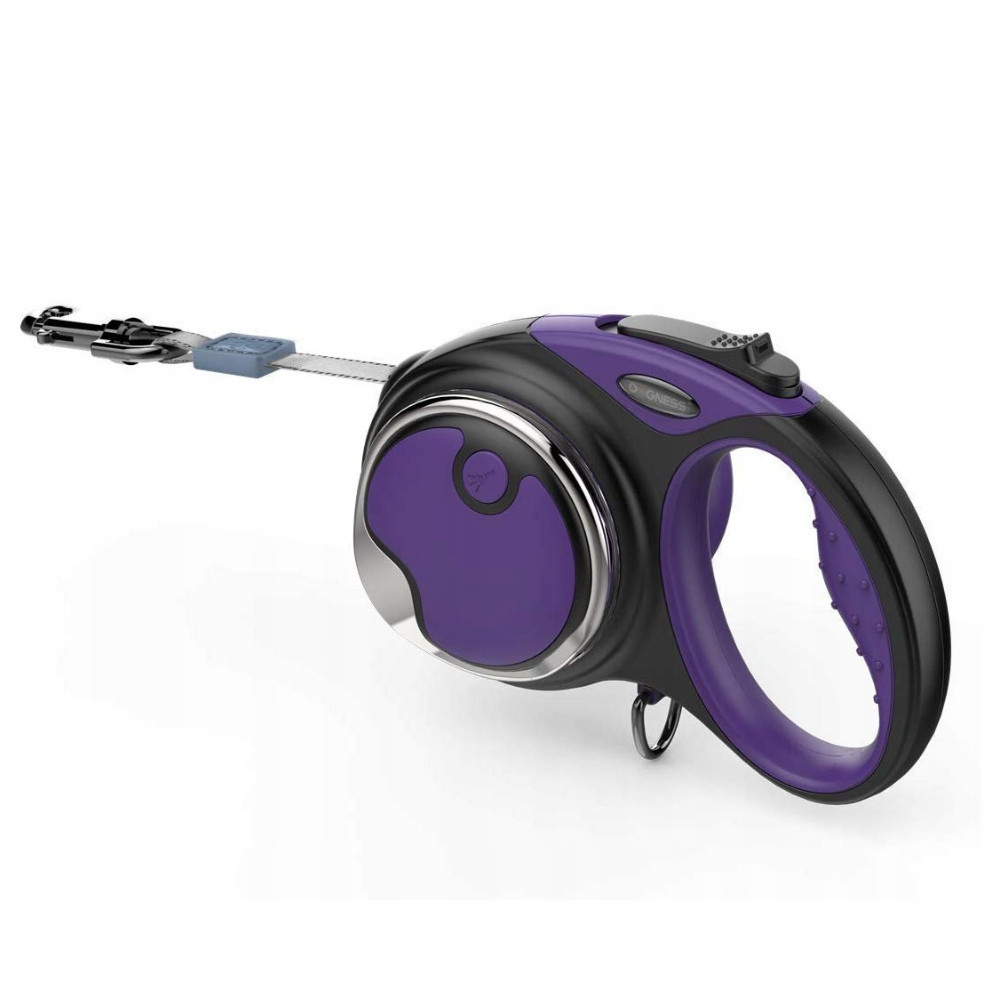 Vodítko automatické Dogness páska 5 m (L) do 36 kg fialová Led svítilna