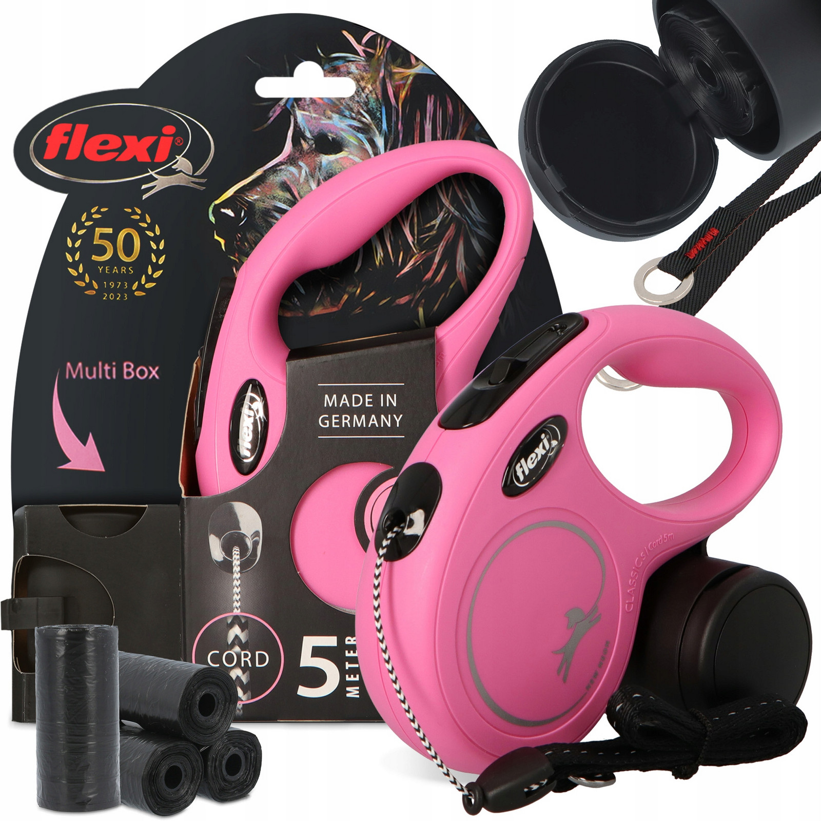 Vodítko Psa Flexi Automatické Lanko 5m Multi Box Pochoutky 80x Sáčky Kupy