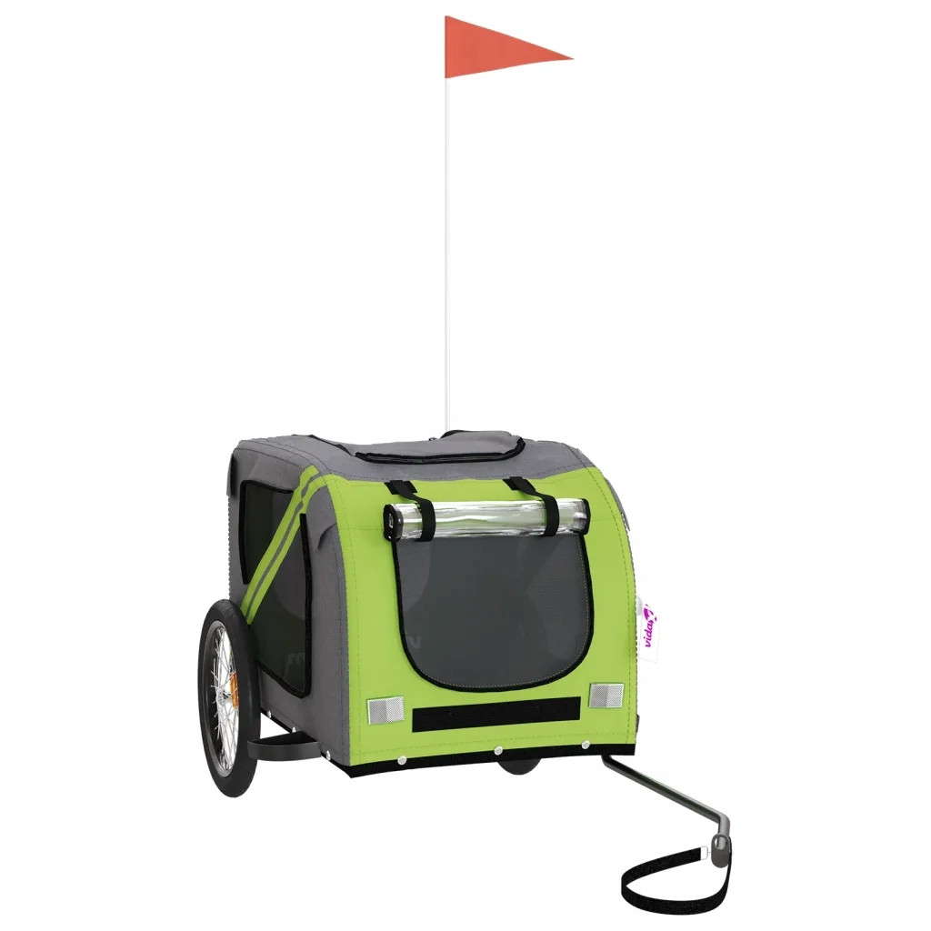 Přívěs na kolo pro zvířata 133,5x69x73,5cm zelený/šedý