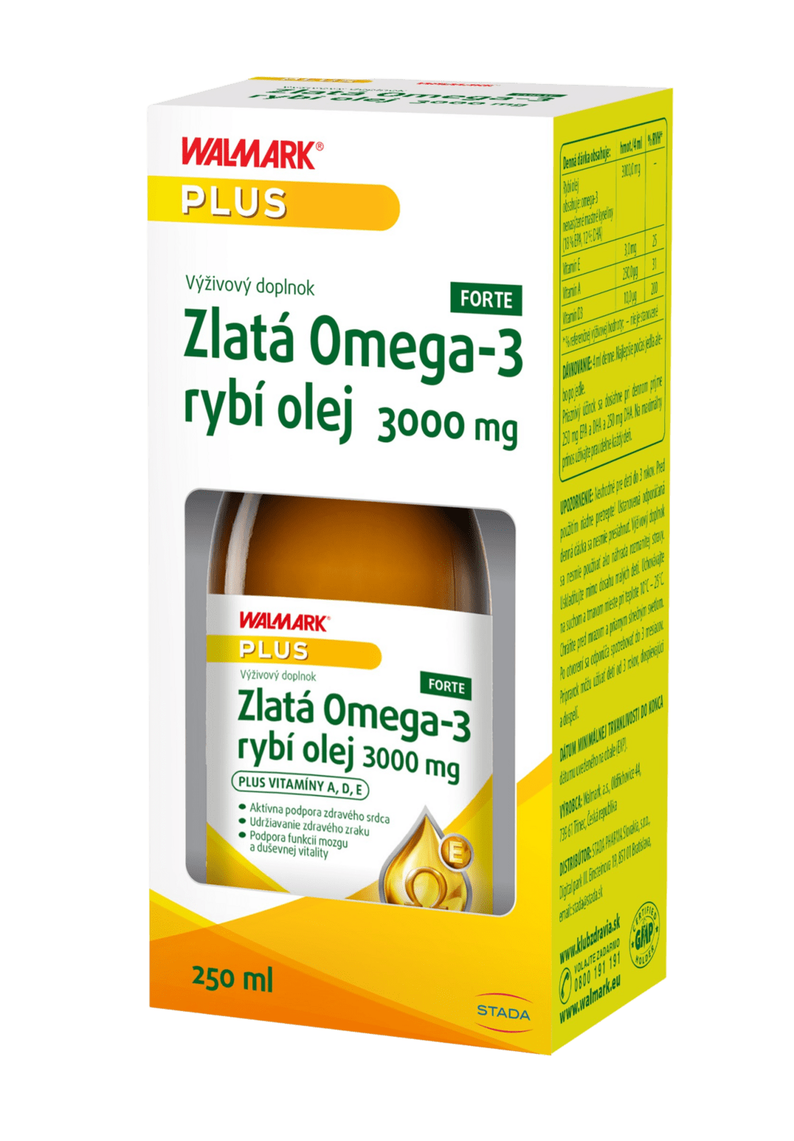 WALMARK Zlatá Omega -3 Forte rybí olej 3000mg, 250 ml