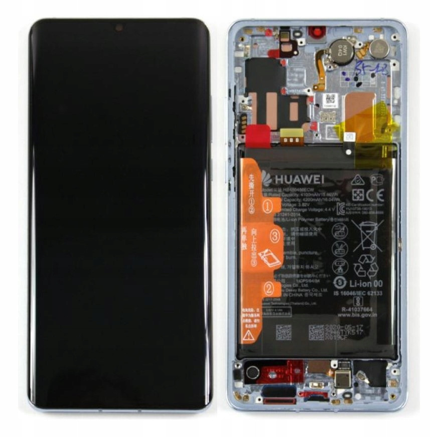 Org LCD displej Huawei P30 Pro Stříbrný (silver) S Rámečkem