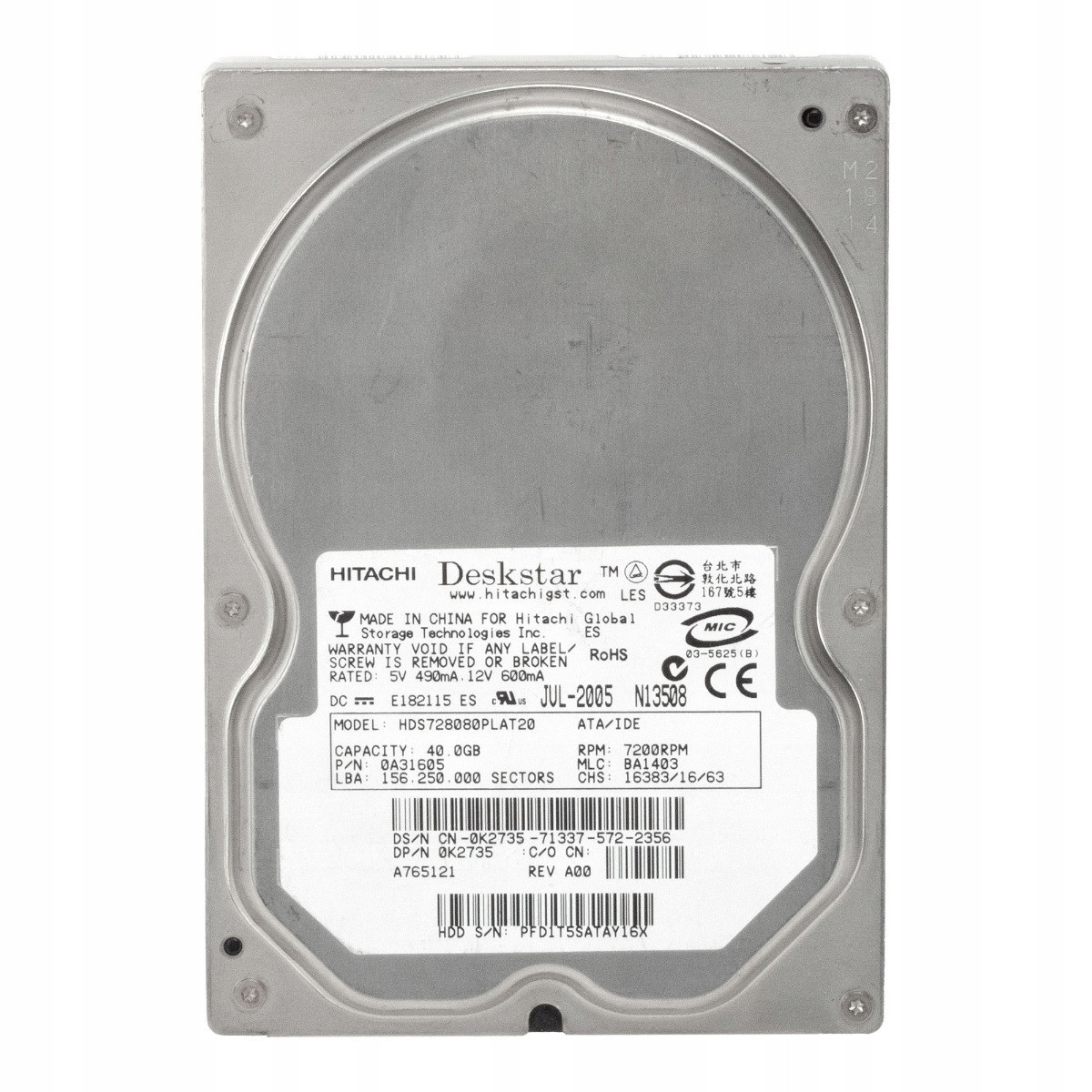 Dell 0K2735 80GB 7.2K 2MB Ata 3.5'' HDS728080PLAT20