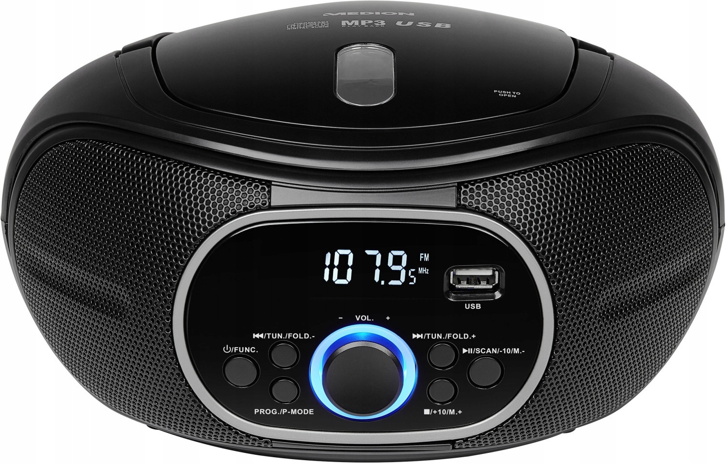 Boombox Radiopřijímač Medion MD 47111 Audio CD-MP3 Aux Usb Fm Černý