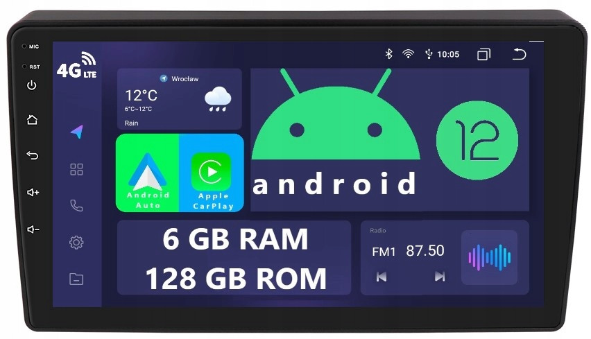 Radio 2DIN Navigace Android Citroen Berlingo 2 II 6/128 Gb Dsp Carplay Lte