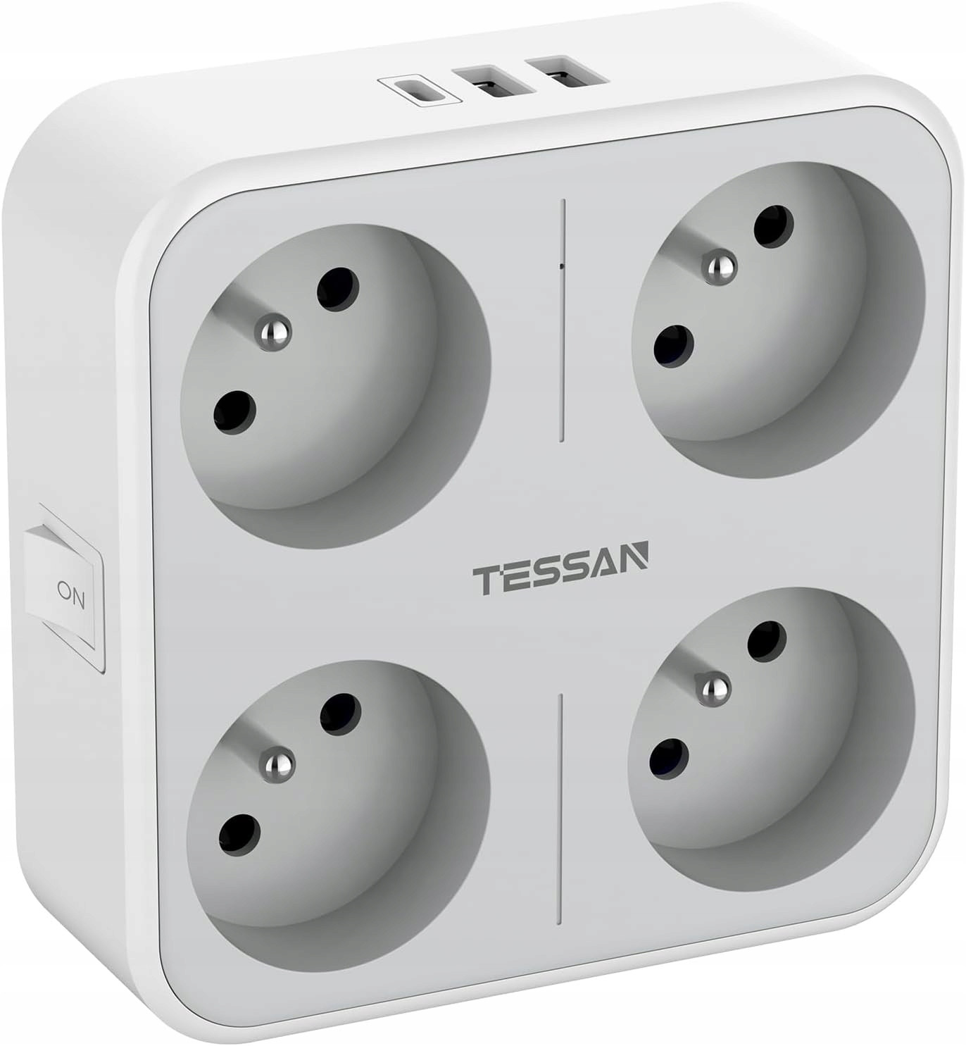 Francouzská nástěnná zásuvka Tessan TS-302-FR-C, 4000 W, 2 Usb-a a 1 Usb-c