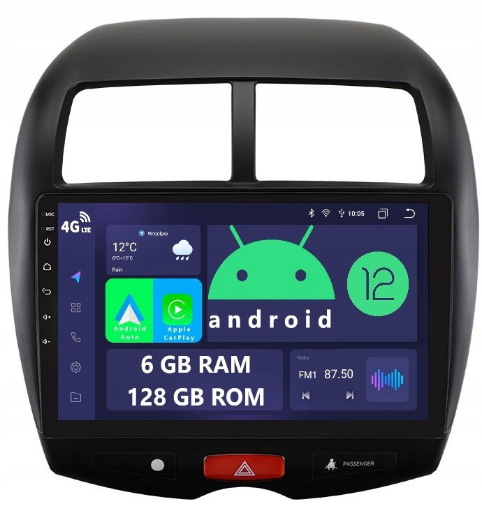 Radio 2DIN Navigace Android Mitsubishi Asx 1 6/128 Gb Dsp Carplay Lte