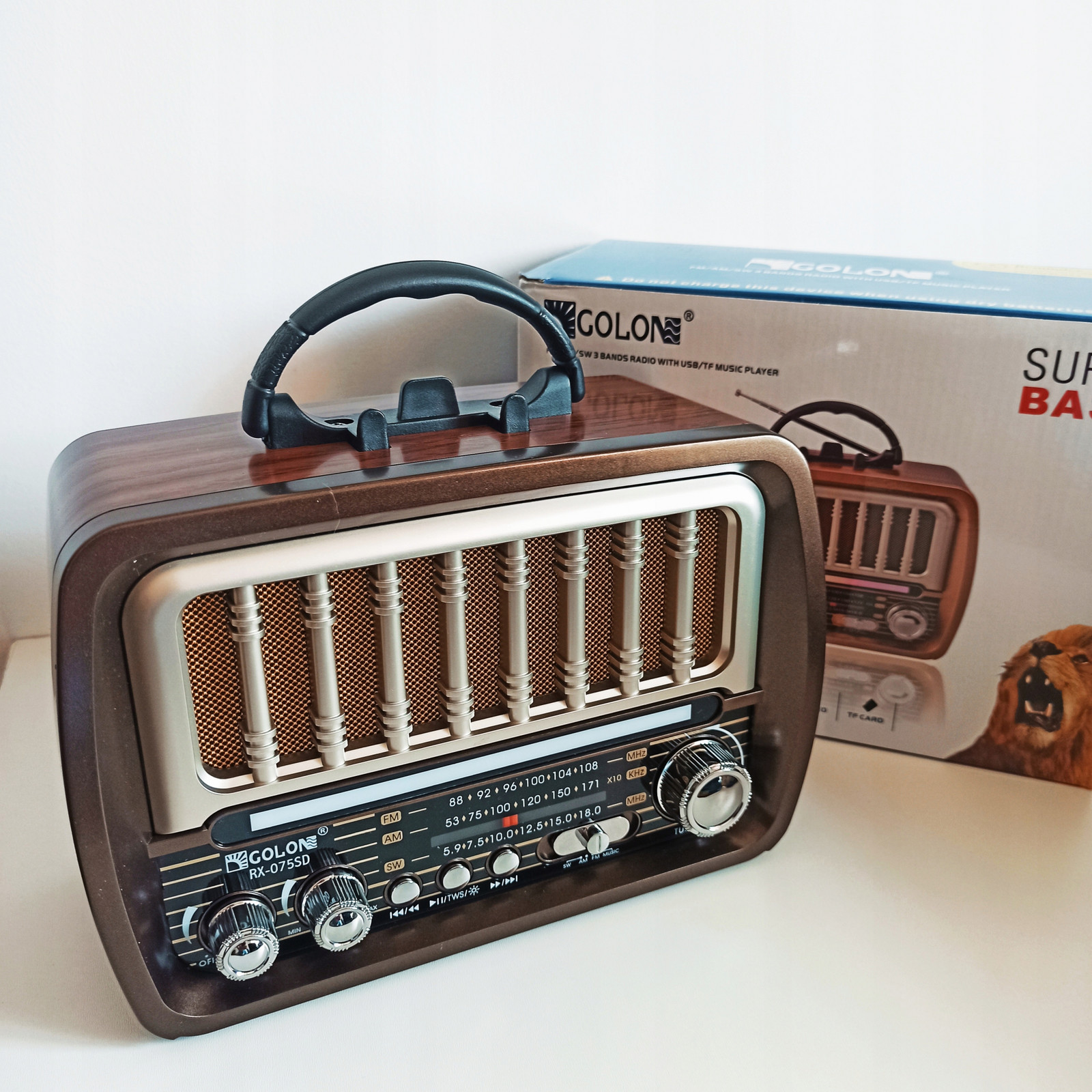 Rádio stylové Série Retro Vintage Golon XXL Velký Solární Panel Led Pásek