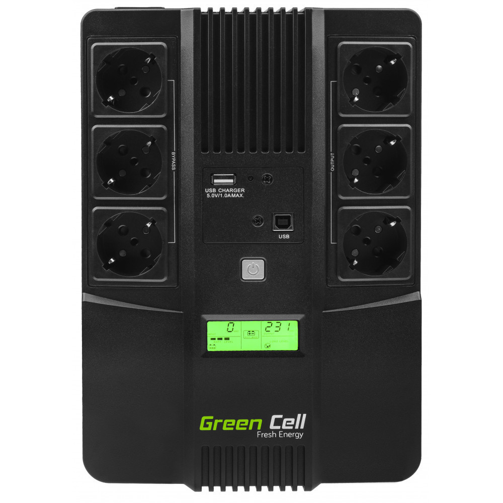 Záložní Zdroj Ups 480W 800VA LCD displej Green Cell
