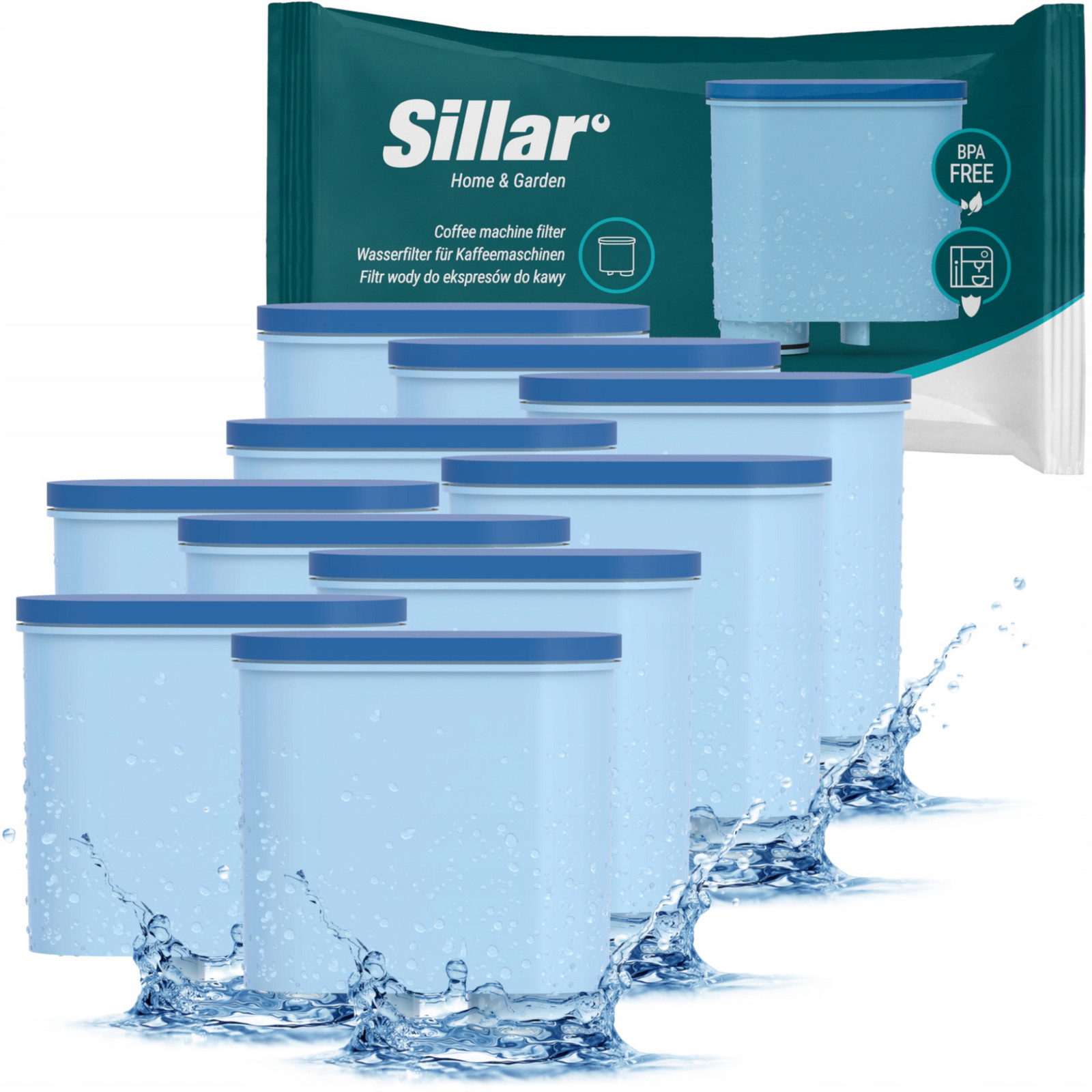 10x vodní filtr Sillar pro kávovar Saeco Philips Latte Go 5400 4400 3400