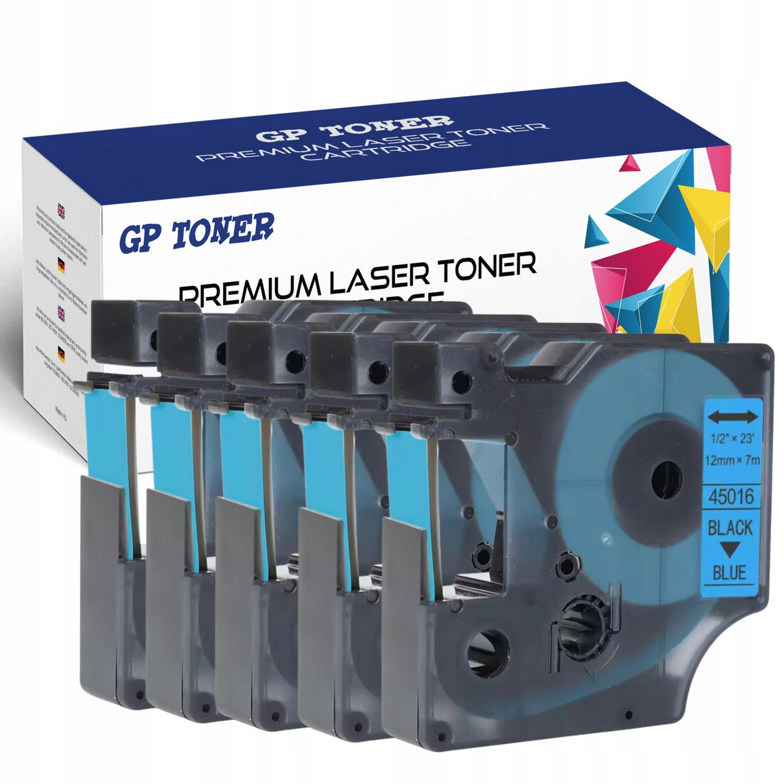 5x Páska pro Dymo D1 12mm 7m Modročerná 45016 Odolná a Spolehlivá