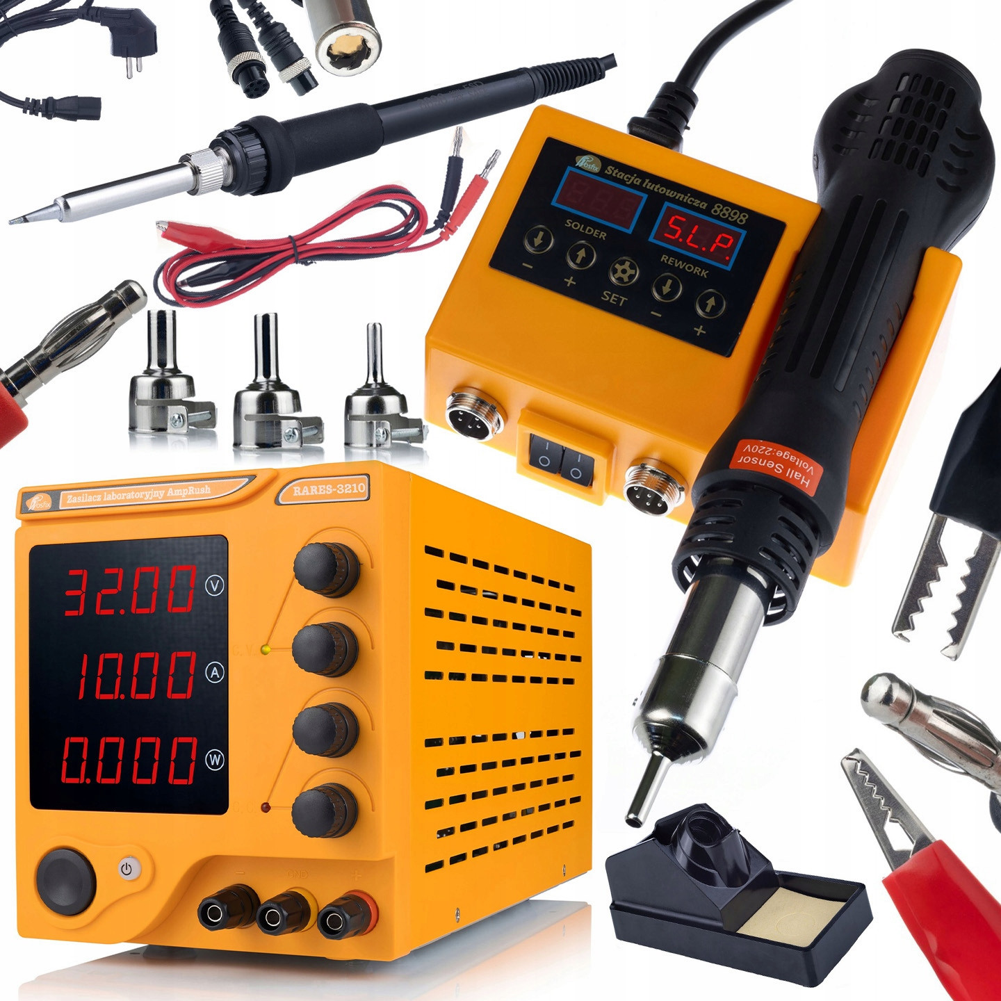 Rosfix Laboratorní Napájecí Zdroj 32V 10A Pájecí Stanice 2V1 Hot-air 900M