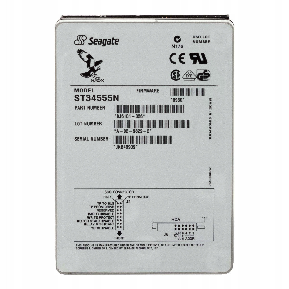 Seagate Hawk 4XL 4GB 7.2K Ultra Scsi 3.5'' ST34555N