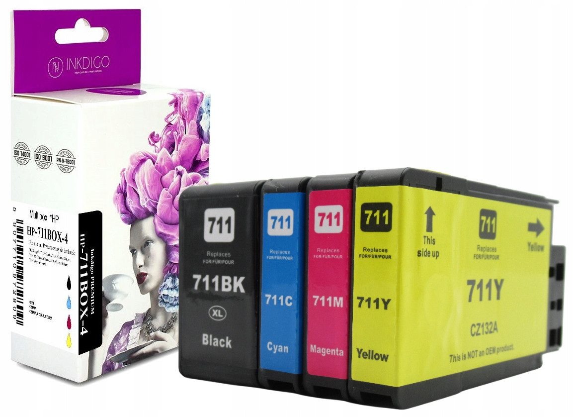 4x Náhradní inkoust 711 XL pro tiskárny Hp DesignJet T 120 125 130 520 525 530