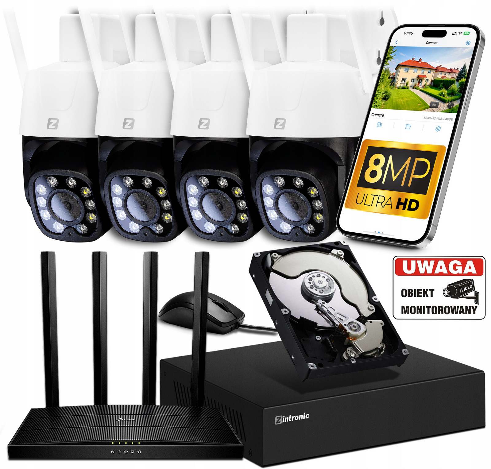 Sada pro Monitorování 4x WiFi Ip kamera 8MPx 8MPx 4K Uhd Audio