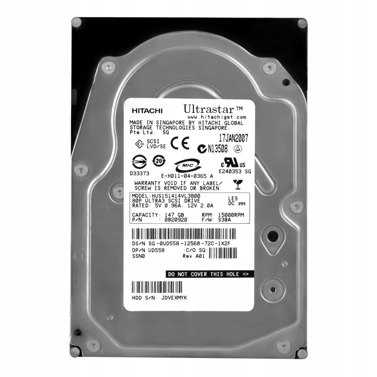 Dell 0UD558 147GB 15K 16MB Scsi U320 3,5'' HUS151414VL3800