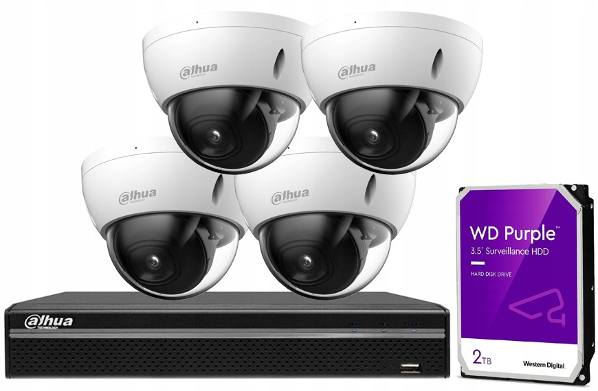 Sada kamer Dahua 4x IPC-HDBW2441E-S WizSense IK10 Poe rekordér Dahua