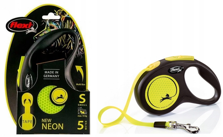 vodítko S Neon Žluté Flexi Pro Psa Páska 5M Do 15KG