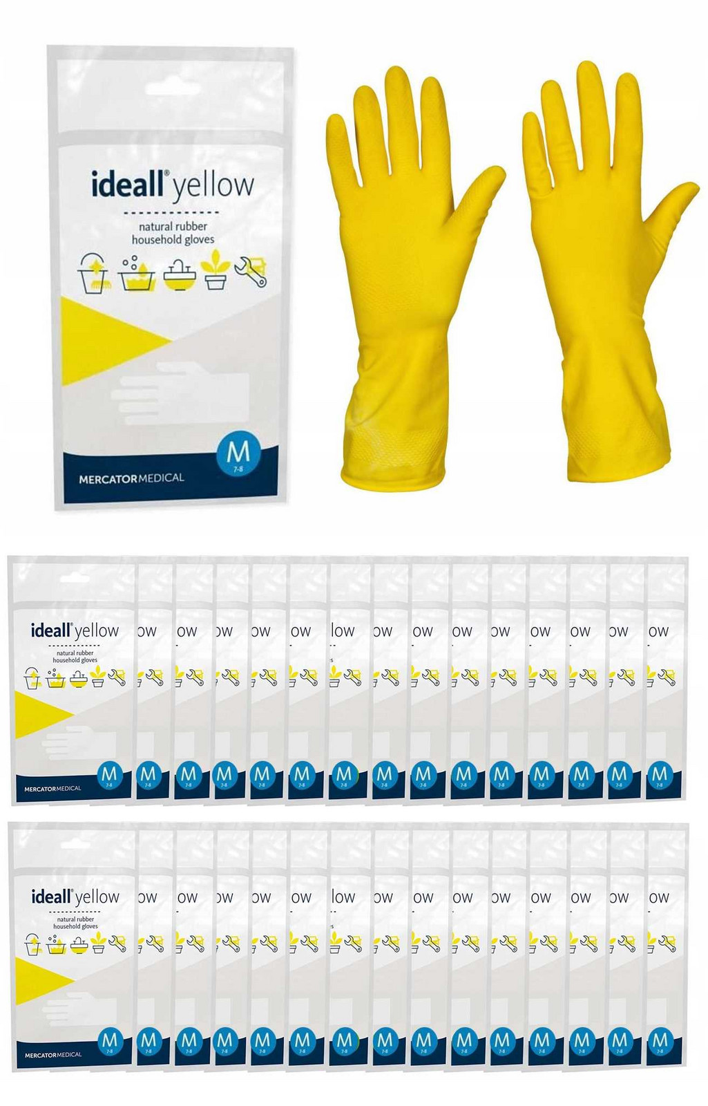 Ekonomické rukavice Latexové Žluté Velikost:8-M/Ideall Yellow-120 ks