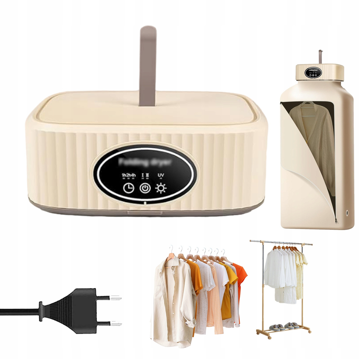 Mini Elektrický Sušák Na Prádlo Přenosný Rychleschnoucí 360 Časovač 600W