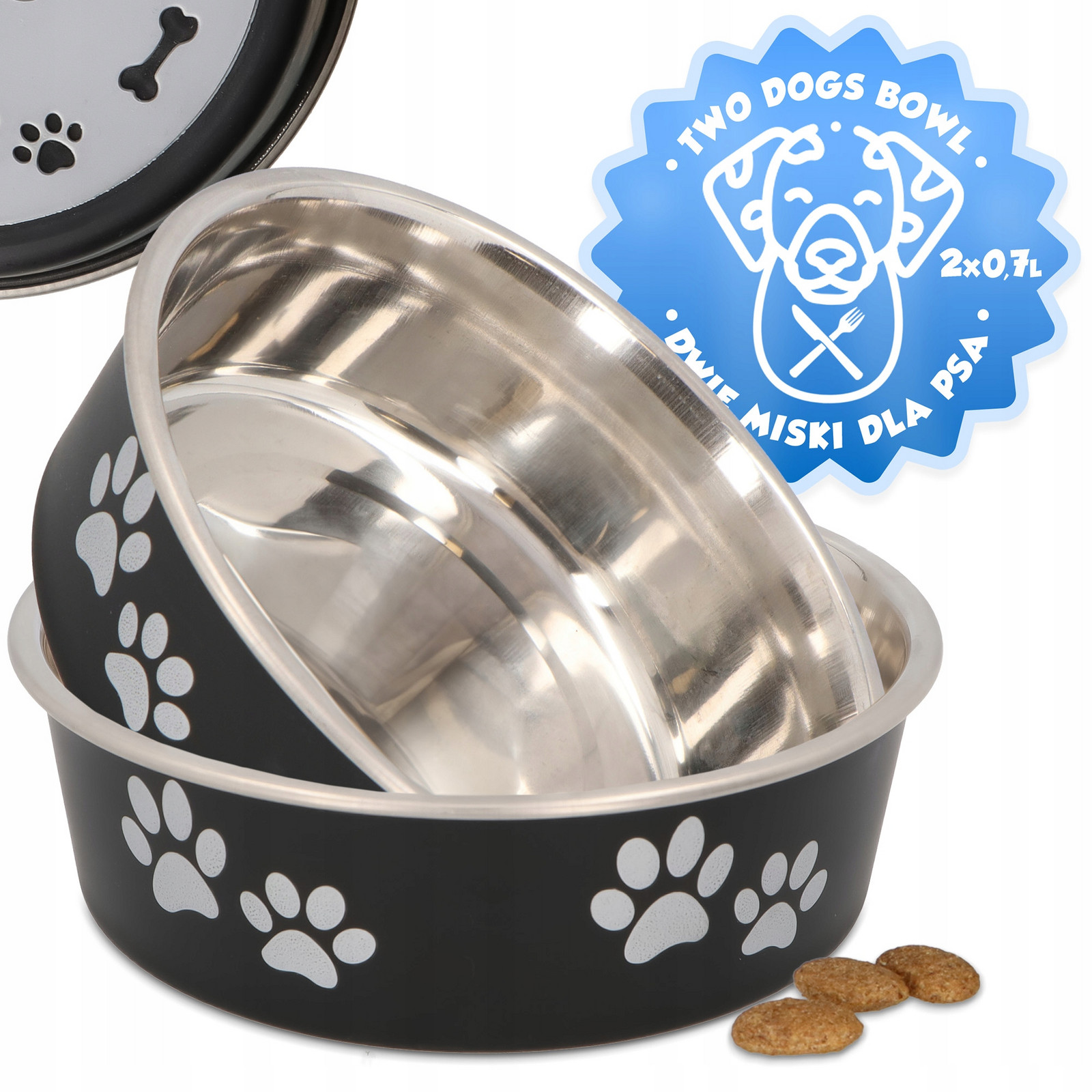 2x Miska Psa 0,7l Ocelová miska Kovová Nerezová Protiskluzová Silná