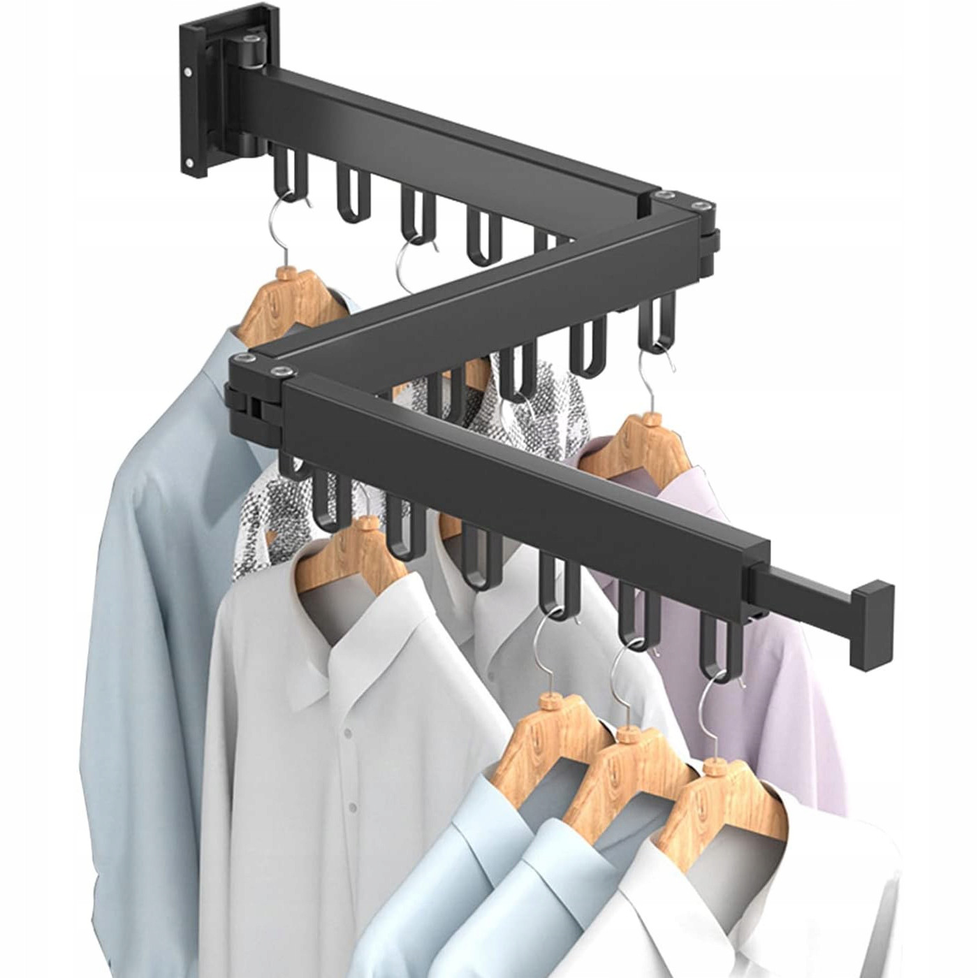 Věšák Výsuvný Skládací Tri-fold Na Oblečení Přikrývky Otočný Černý