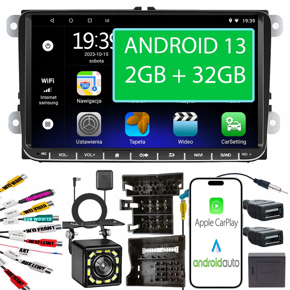 Rádio Android 2DIN 2+32 Gb 9 Palců Vw Passat B6 B7 Golf 5 V 6 VI Skoda Seat