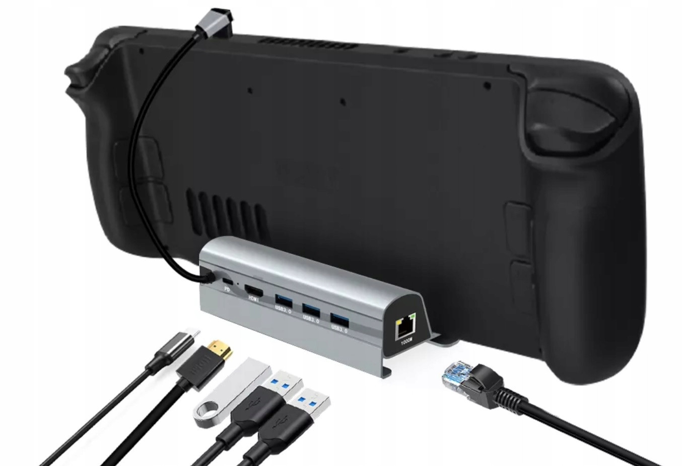 Usb-c Hub pro Steam Deck Port RJ45 Hdmi 4K 60Hz Usb 3.0 x3 Pd