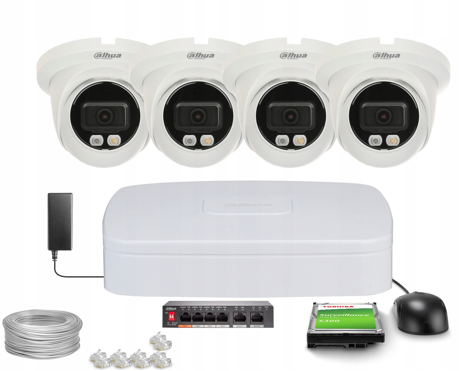 Monitorovací sada 4x IPC-HDW2449TM-S-IL-0280B Detekce Aplikace Dahua