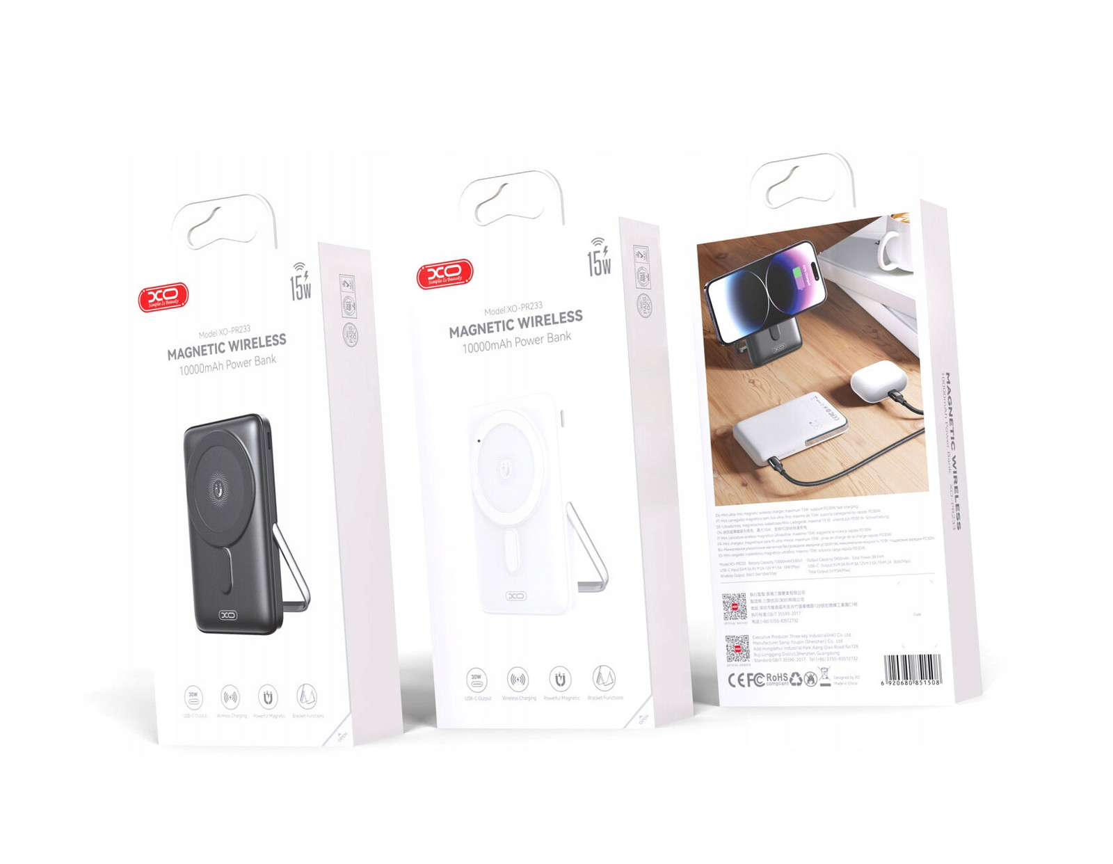 Xo magnetická power banka PR233 30W 10000mAh bílá