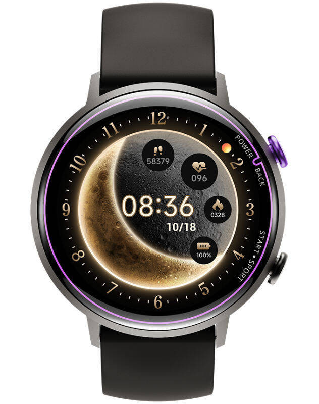 Černé Chytré Hodinky Rubicon RNCF29 Puls Tepová Frekvence Tlak Amoled