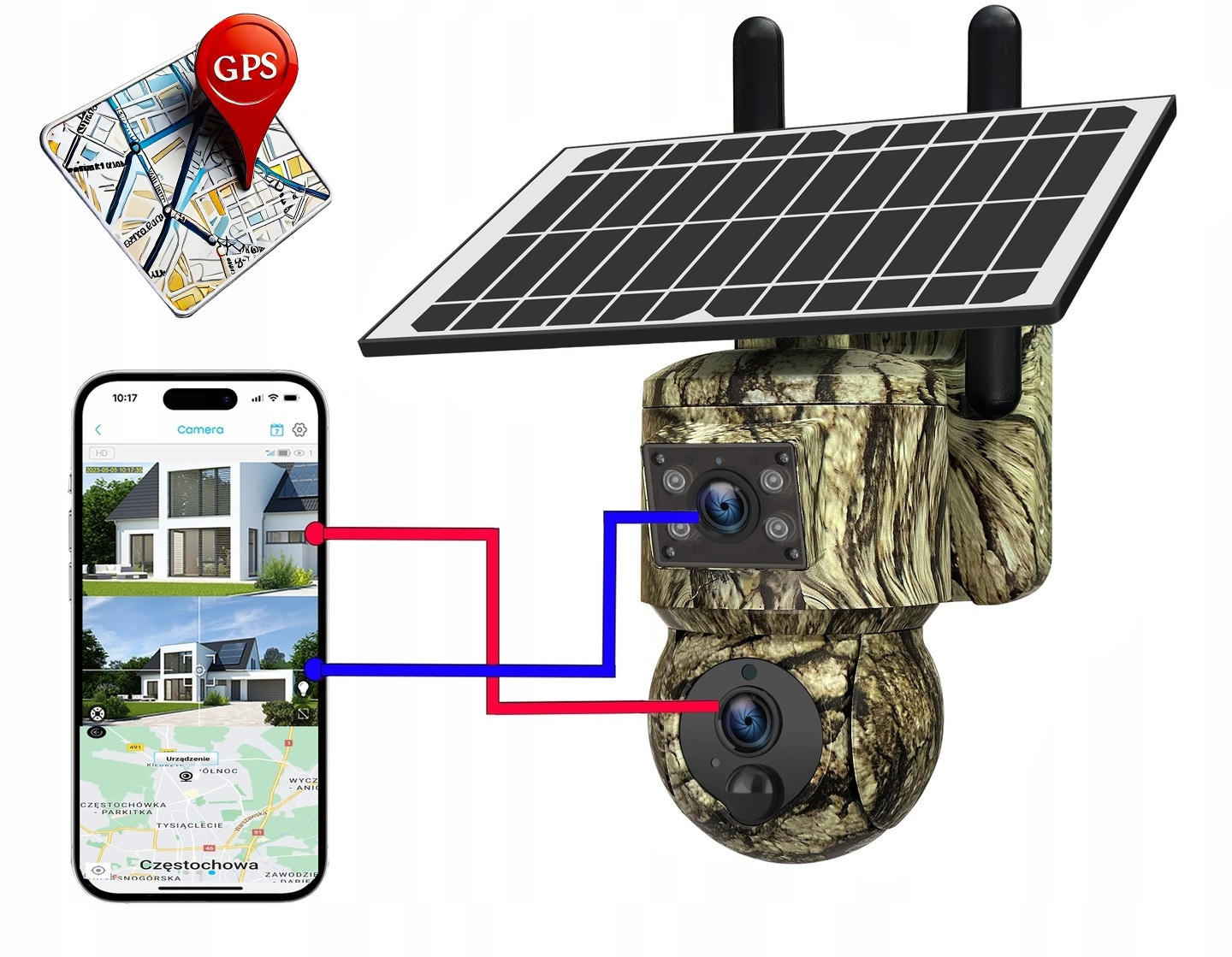 Fotopast Gps Gsm Lesní kamera Otočná Solar Náhled živý obraz