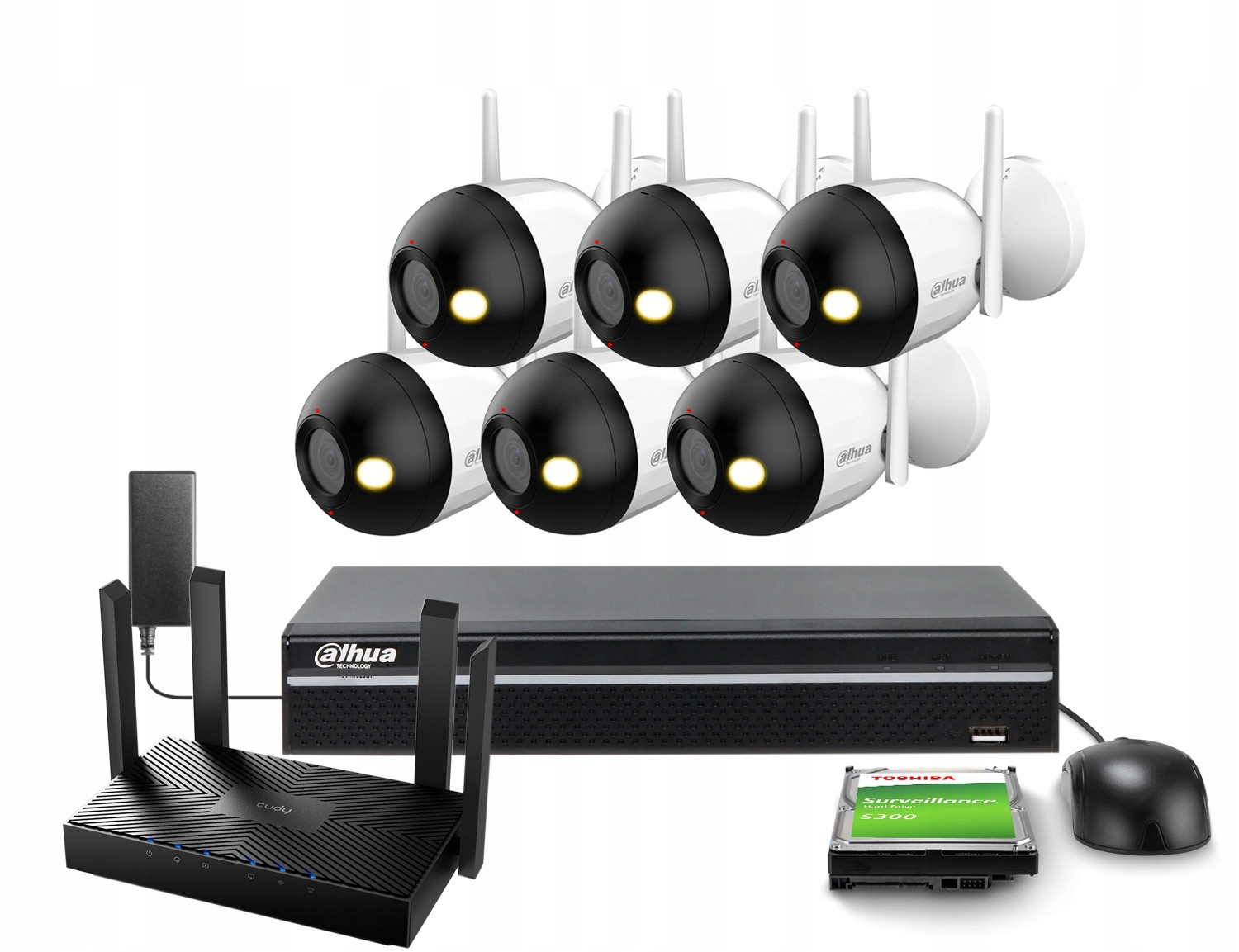 Wi-Fi monitorovací set 6x F4C-PV 4Mpx Ir 30m Aplikace Detekce Dahua