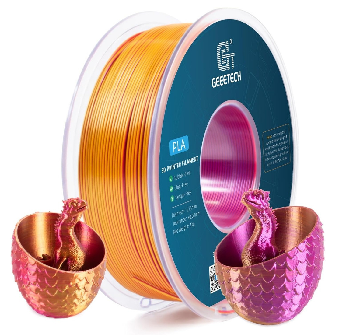 Filament Geeetech Silk Tříbarevný Červený Zlatý Fialový Pla 1KG