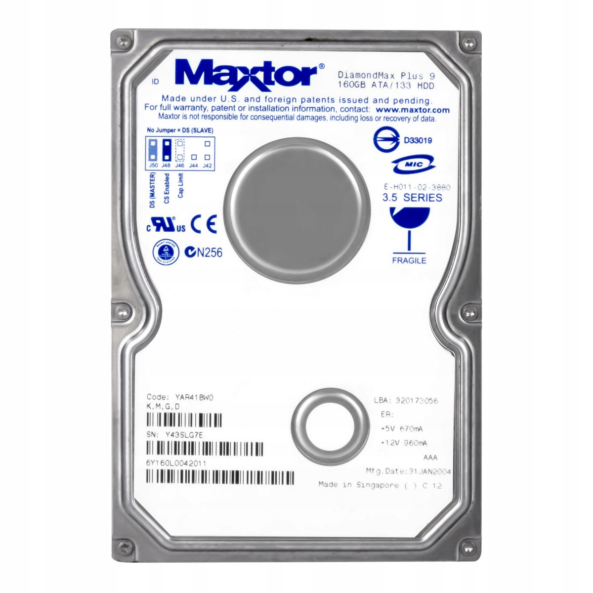 Maxtor DiamondMax Plus 9 160GB 7.2K 2MB Ata 3.5'' 6Y160L0