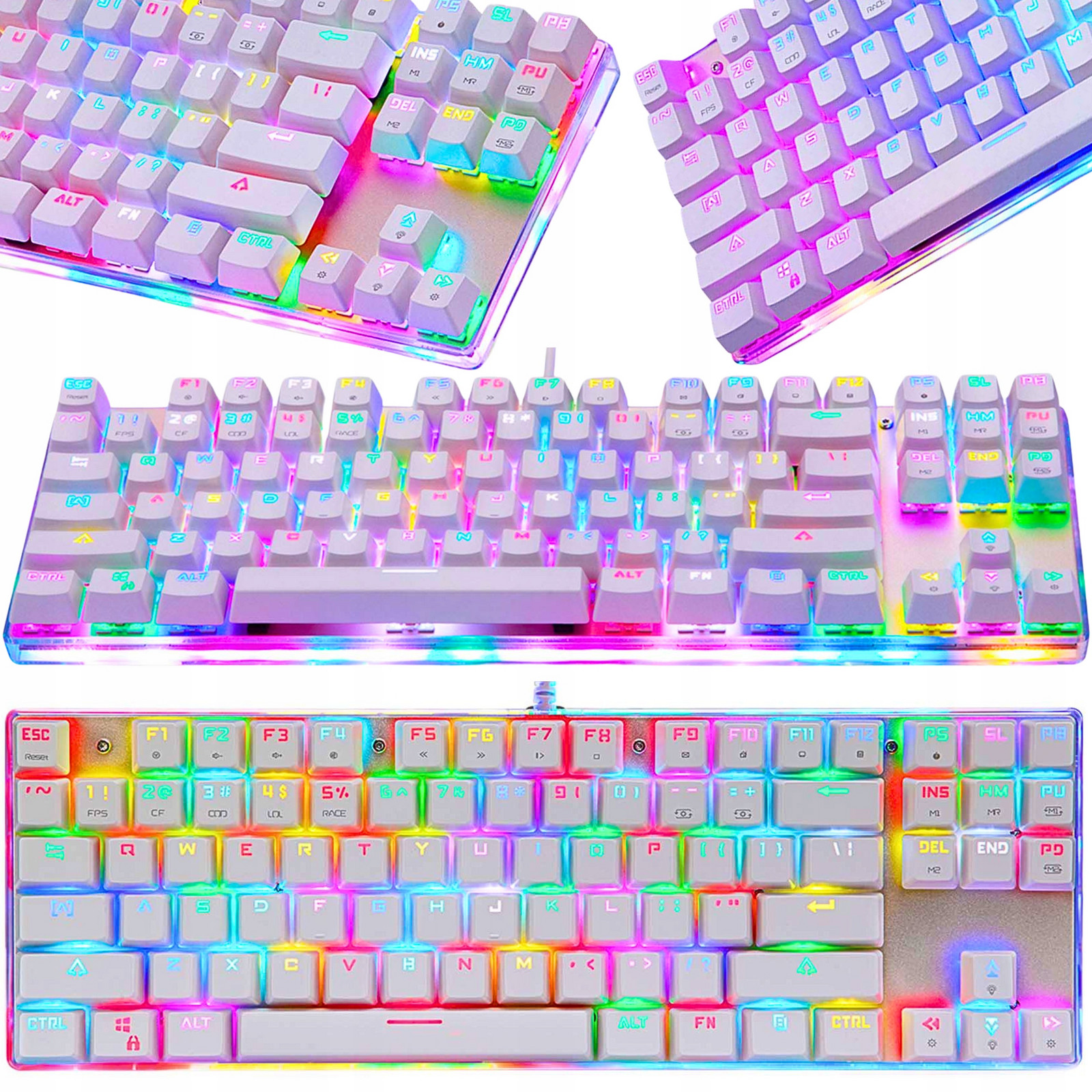 Motospeed K87S Bílá Herní Mechanická Klávesnice Tkl Rgb Outemu Red