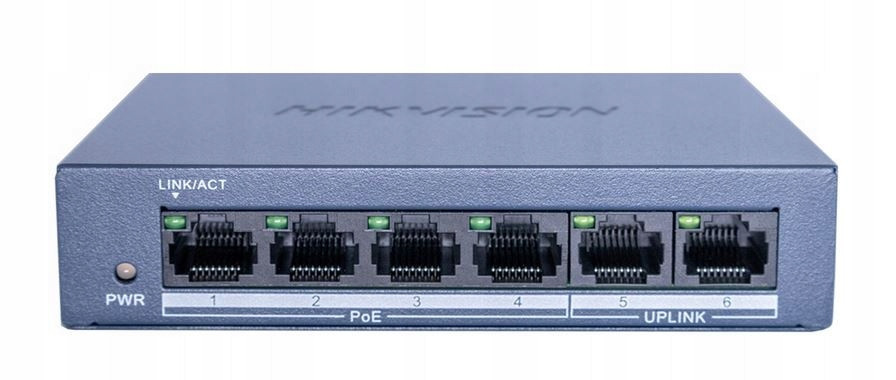 Poe Switch 4x PoE 2x Uplink pro 4 PoE Ip kamery 45W 10/100Mbps Hikvision