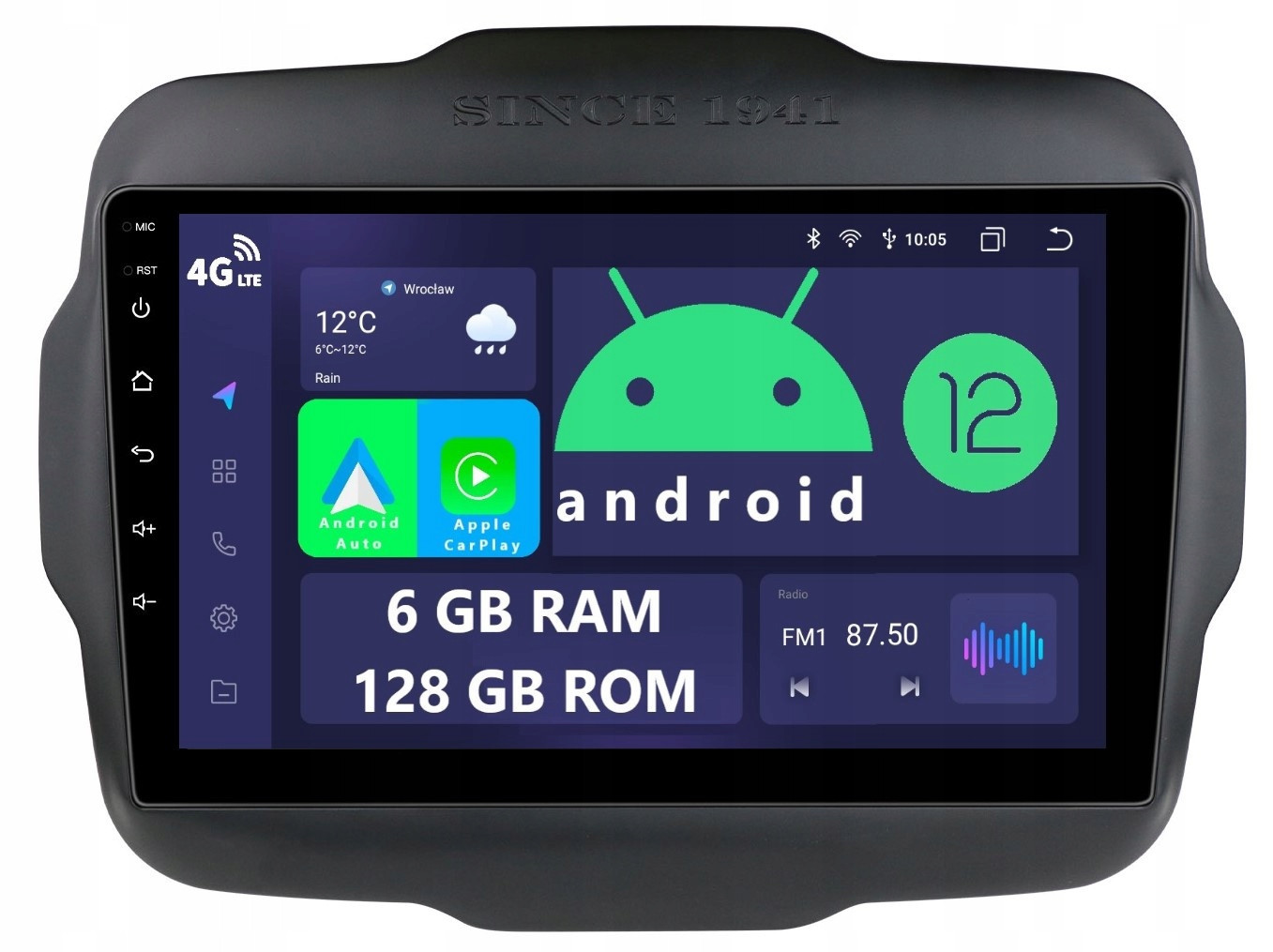 Rádio 2DIN Navigace Android Jeep Renegade 6/128 Gb Dsp Carplay Lte