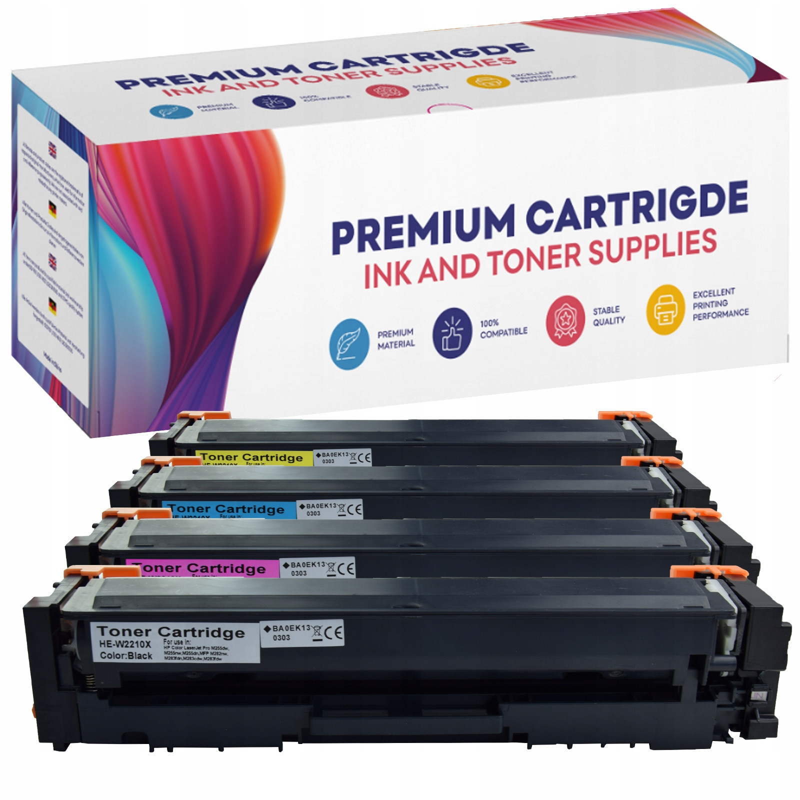 4x Toner pro Hp 207X W2210X -W2213X M255 M282 M283