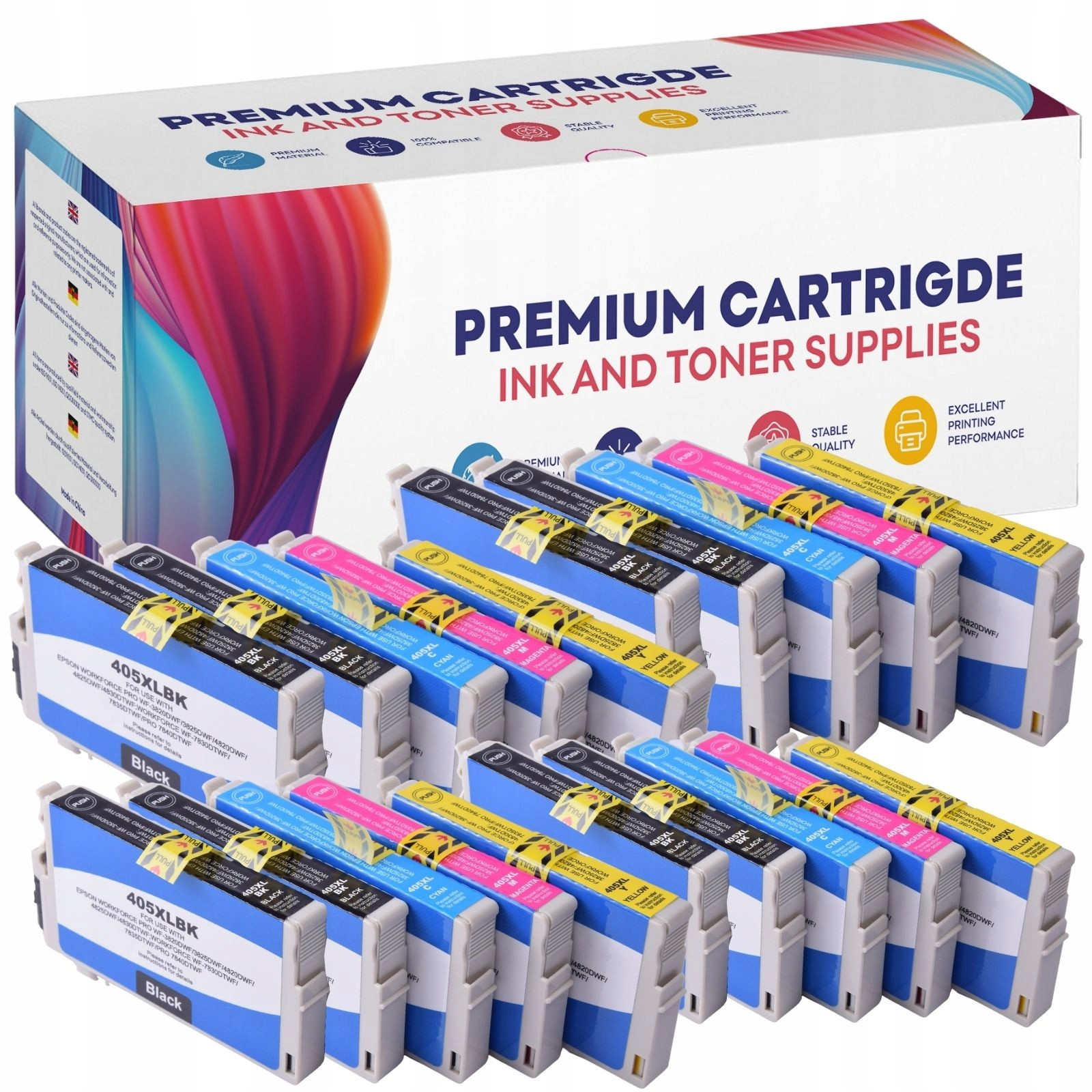 20x Inkousty pro Epson E405XL Cmykk x4 Gp WF-3620DWF WF-7620DTWF WF-7710DWF