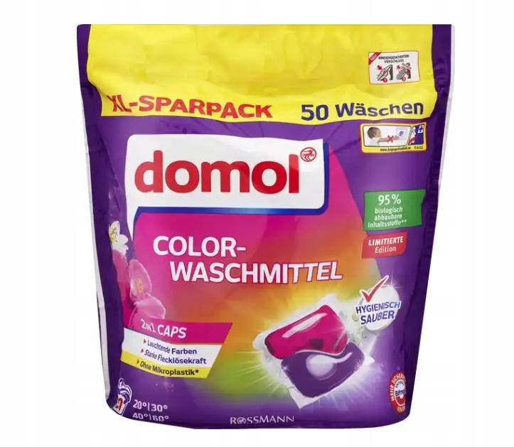 Domol Kapsle 2v1 Caps Color XL na praní barvy 50 kusů z Německa